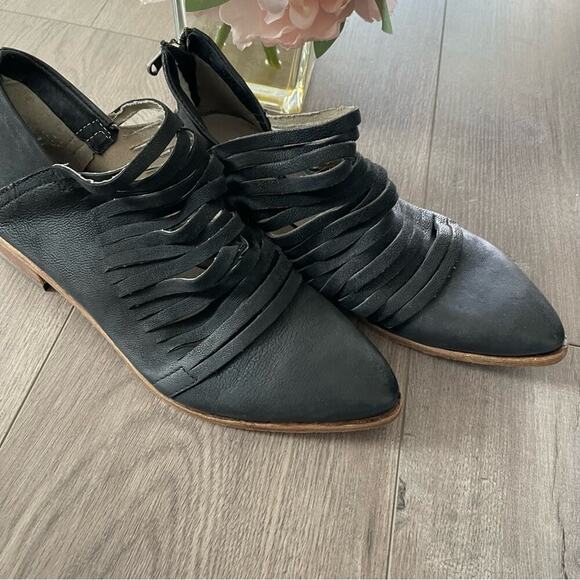 Free People Lost Valley Black Leather Strappy Booties - Picture 7 of 11